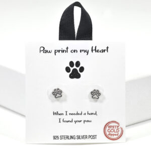 Paw Print Stud Earrings 925 Sterling Silver Post
