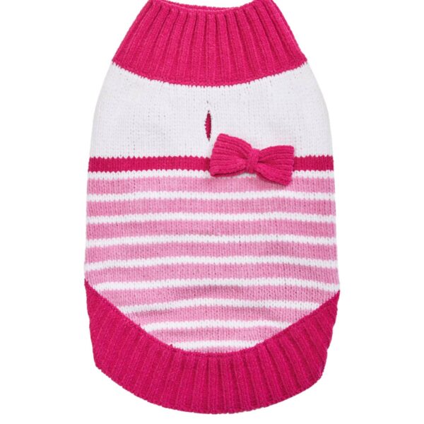 Pinky Princess Designer Chenille Dog Sweater with Bow - Image 3