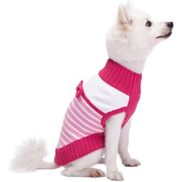 Pinky Princess Designer Chenille Dog Sweater with Bow - Image 2
