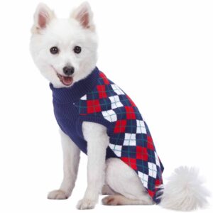 Chic Argyle All Over Dog Sweater in Navy Blue