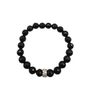 Black Onyx Bracelet with Rhinestone Peimko