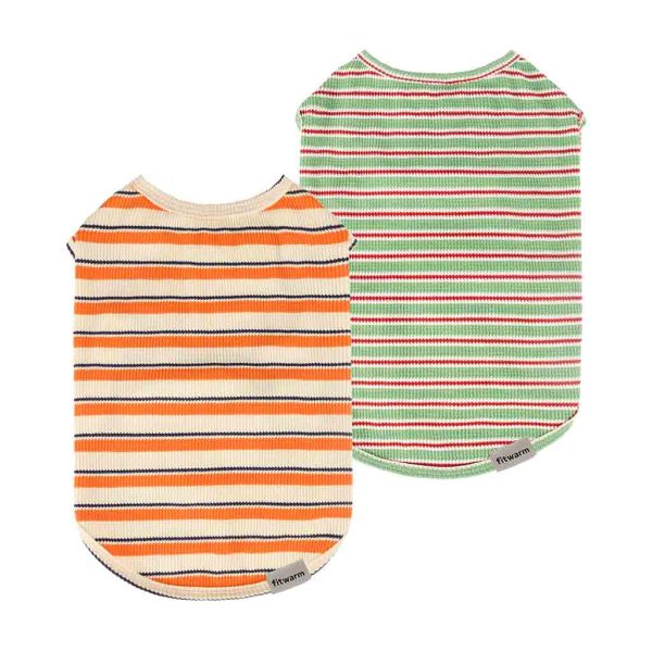 2 Pack Waffle Striped Dog Shirt