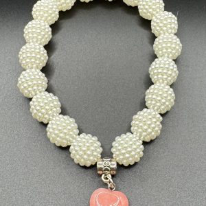 Faux Pearl with Heart Charm Dog Necklace