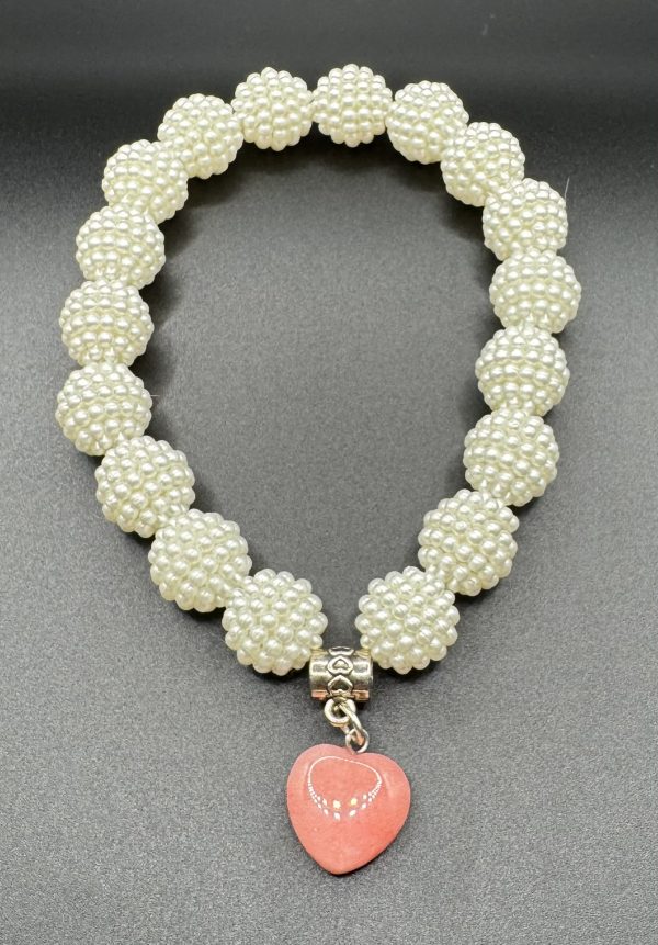 Faux Pearl with Heart Charm Dog Necklace