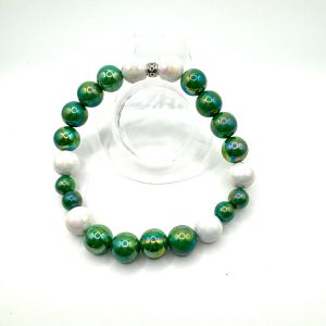 Iridescent Green and White Dog Necklace