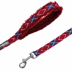Sherpa Fleece Padded Dog Leash Scottish Argyle Design