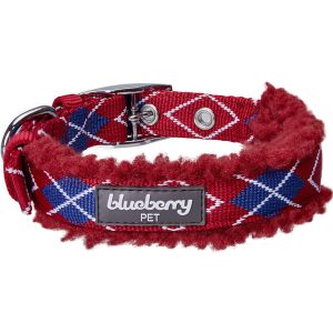 Sherpa Fleece Padded Dog Collar Scottish Argyle Style