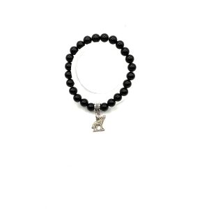 Black Obsidian Gemstones with German Shepherd Charm