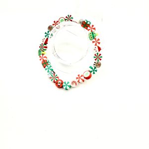 Christmas Themed Clay Bead Dog Necklace