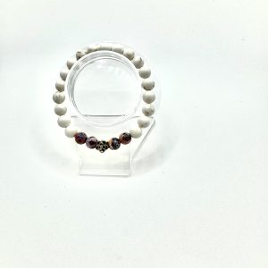 White Howlite with Genuine Brazil Rhodochrosite Beads