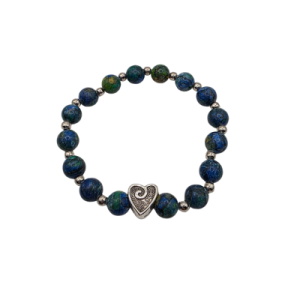 Blue Yellow African Turquoise with Heart Charm