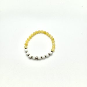 Yellow Jade with Howlite Beaded Bracelet