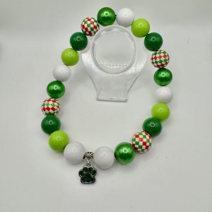 20mm Multi Color Beads with Green Paw Charm