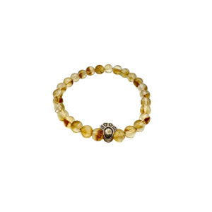 Smokey Quartz Bead Bracelet with Paw Charm