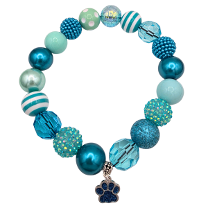 Aqua Blue Dog Necklace with Paw Charm