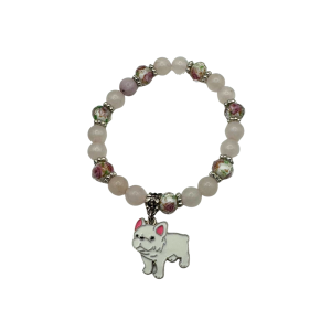 Rose Quartz Bracelet with French Bulldog Charm