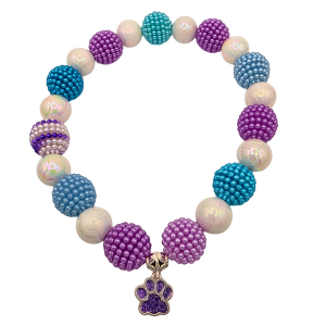 Spring Collection Dog Necklace with Purple Glitter Paw Charm