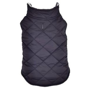 Reversible Fleece Lined Puffer Dog Coat - Black & White Plaid